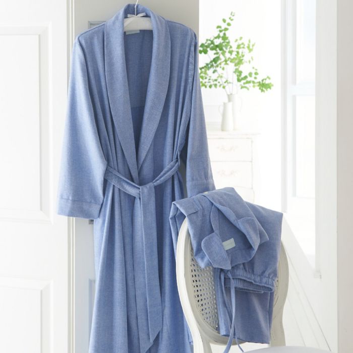 Women's Brushed Blue Cotton Nightwear 
