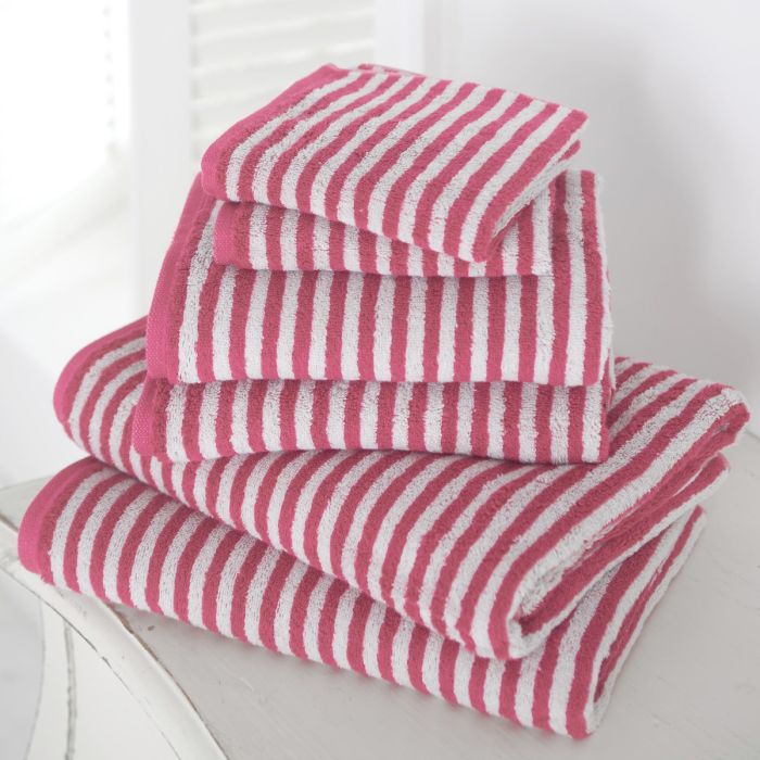  Striped Bathroom Towels Pink 