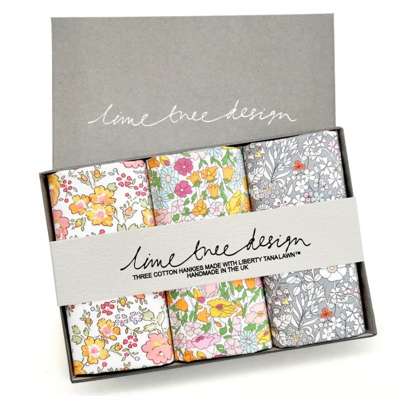 Saffron Set of 3 Liberty Print Cotton Handkerchiefs