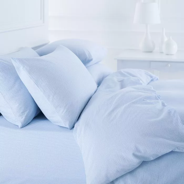 Blue Seersucker Bedlinen