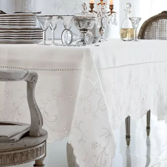 Embroidered Pure Linen Tablecloth