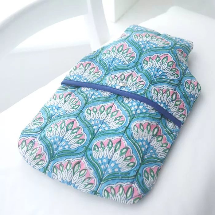 Hot Water Bottle Cover Blue Lotus