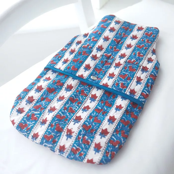 Hot Water Bottle Cover Blue Floral