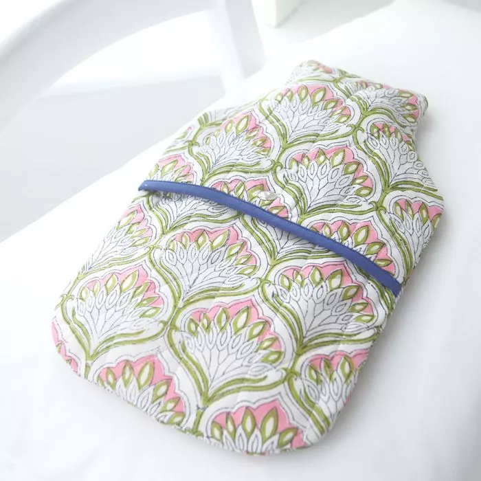 Hot Water Bottle Cover Green Lotus