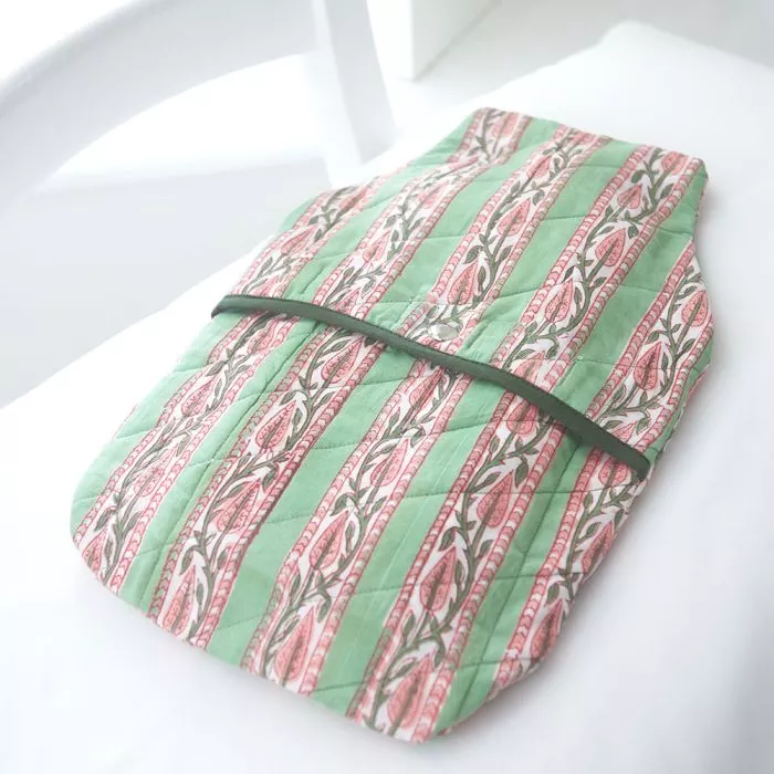 Hot Water Bottle Cover Green Stripe