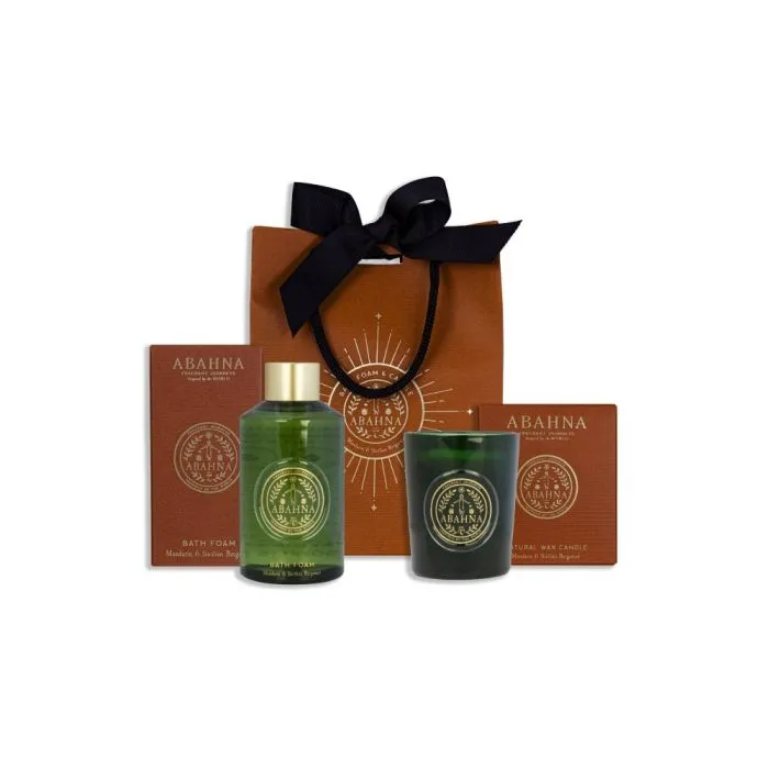 Abahna Mandarin &amp; Sicilian Bergamot Bathe By Candlelight Bath Foam &amp; Candle 