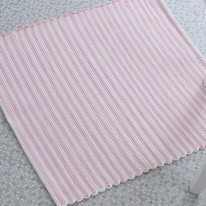 Pink and White Stripey Shower Mat 