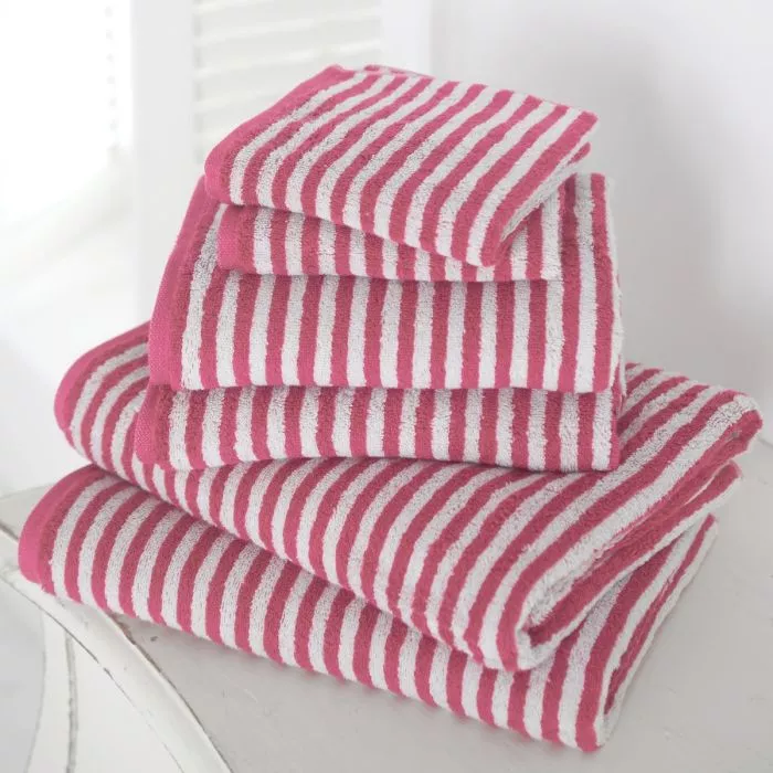  Striped Bathroom Towels Pink 