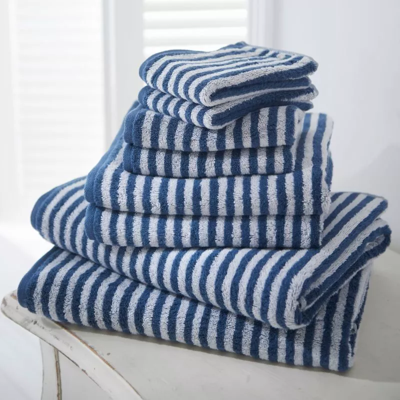 Navy stripe towels outlet