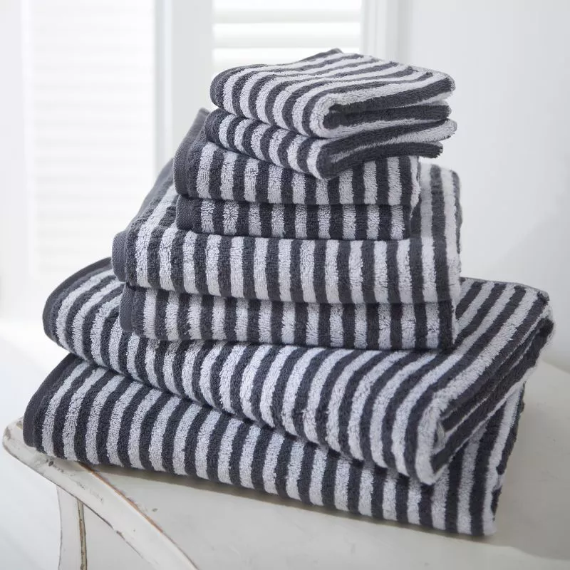 Grey striped towels outlet