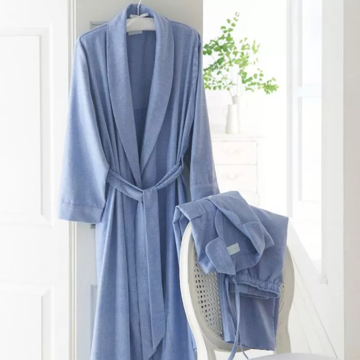 Women&#039;s Brushed Blue Cotton Nightwear 
